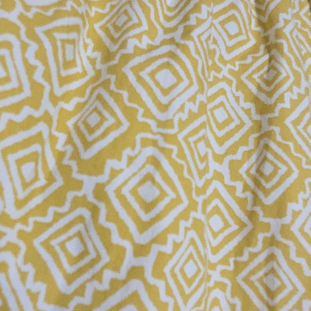 Loft Tiered Cotton Dress Sz M  Mustard Yellow Multi Print Knee Puff Sleeve 🌼(4) - Picture 13 of 16